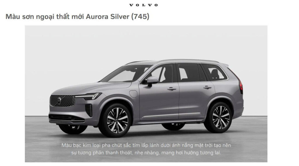 Volvo XC90 Ultra 9 Volvo XC90 Ultra Màu Aurora Silver trên xe XC90 Ultra